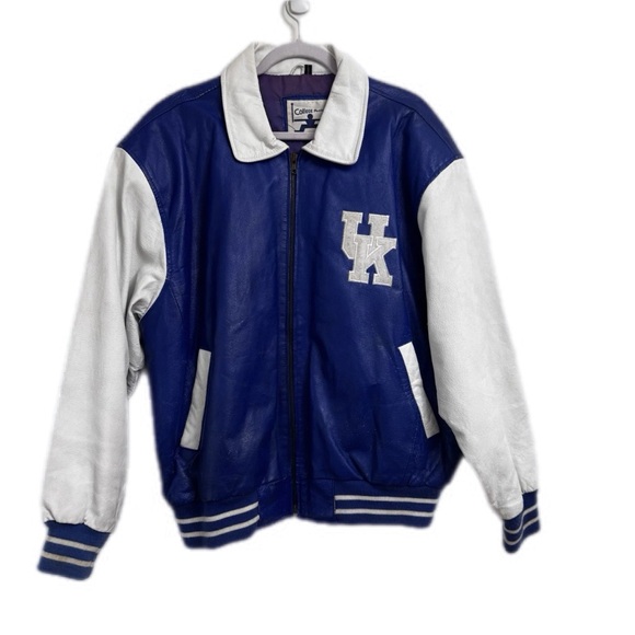 Vintage University of Kentucky Wildcats College Phase Leather Bomber Jacket XL - Picture 1 of 13
